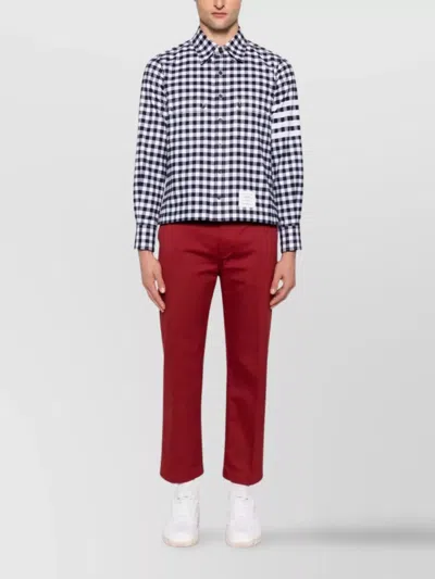 Thom Browne Navy Blue Check Shirts In Blue