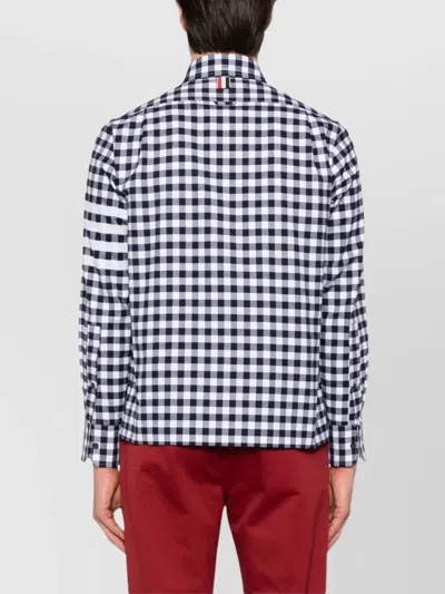 Thom Browne Navy Blue Check Shirts In Blue