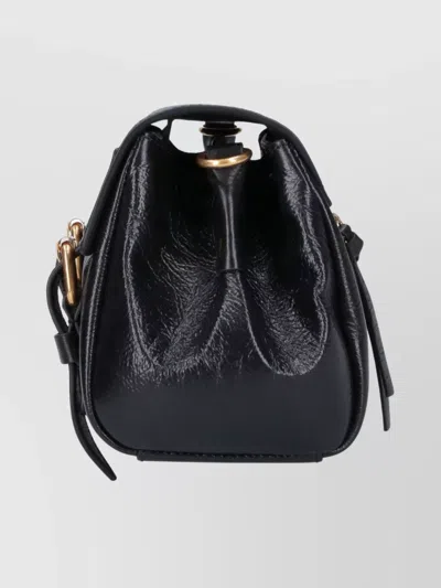 Dries Van Noten Textured Leather Shoulder Bag With Gold-tone Buckle Closure