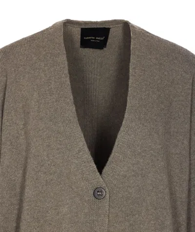 Roberto Collina Knitwear Cardigan With Front Pockets And V-neckline In Gray