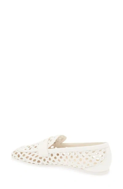 Stuart Weitzman Thea Woven Leather Loafers In White