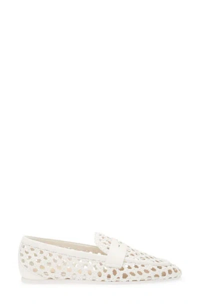 Stuart Weitzman Thea Woven Leather Loafers In White