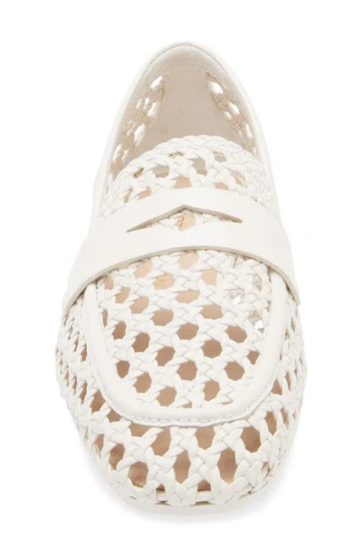Stuart Weitzman Thea Woven Leather Loafers In White