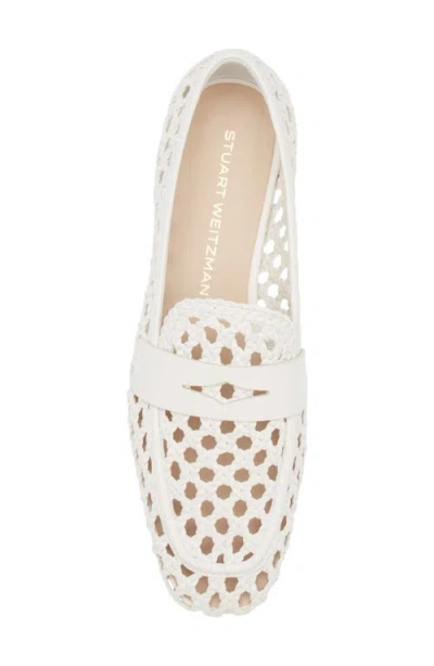 Stuart Weitzman Thea Woven Leather Loafers In White