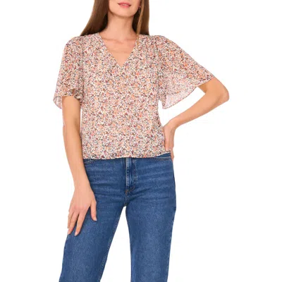 1.state Floral Flutter Sleeve Top In Multi
