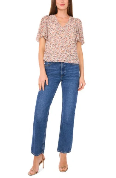 1.state Floral Flutter Sleeve Top In Multi
