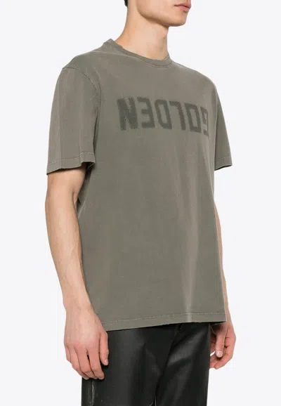 Golden Goose Db Reverse Logo Crewneck T-shirt In Green