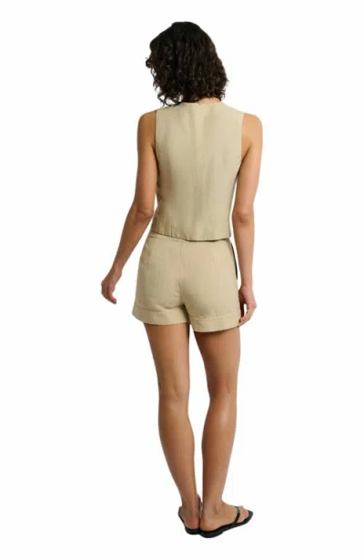 Onia Air Linen Trouser Shorts In Green