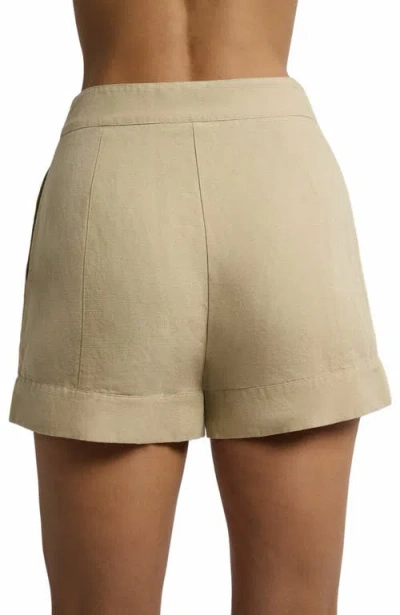 Onia Air Linen Trouser Shorts In Green