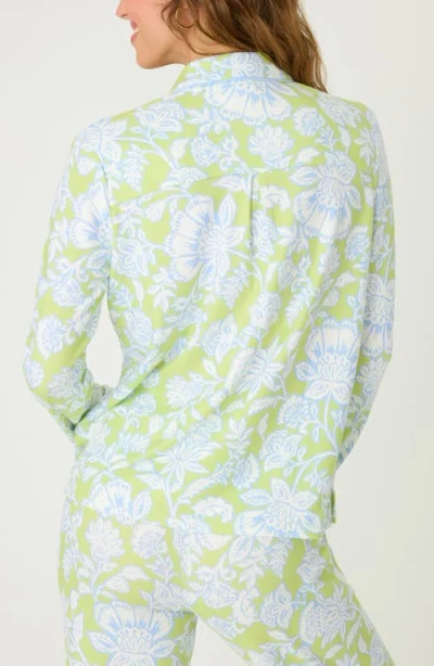 Pj Salvage Long Sleeve Beautiful Life Pj Top In Electric Lime In Multi