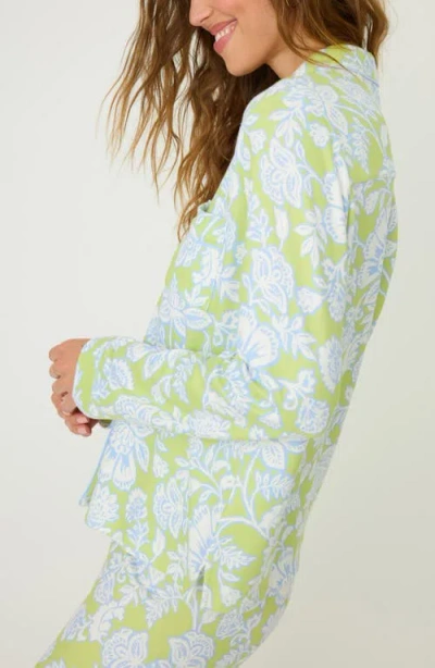 Pj Salvage Long Sleeve Beautiful Life Pj Top In Electric Lime In Multi