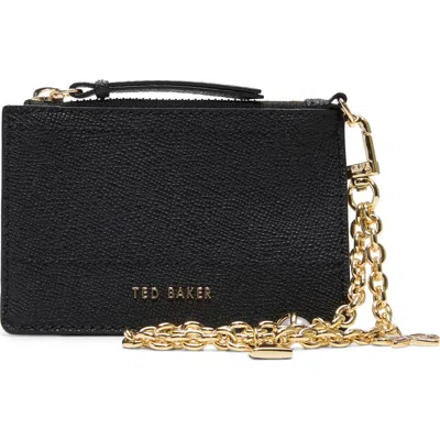 Ted Baker London Sutton Charm Leather Card Case In Black