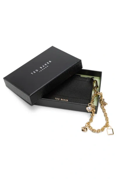 Ted Baker London Sutton Charm Leather Card Case In Black