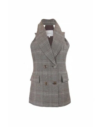 Theo The Label Eudora Sequined Prince Of Wales Halter Vest In Gray