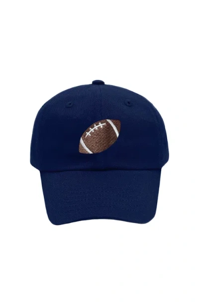 Bits & Bows Football Twill Adult Bow Baseball Hat In Blue