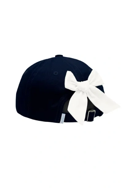 Bits & Bows Football Twill Adult Bow Baseball Hat In Blue