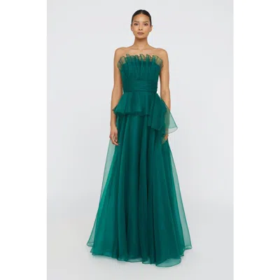 Theia Georgia Fan Bodice Gown In Green