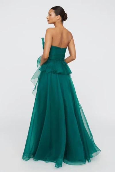 Theia Georgia Fan Bodice Gown In Green