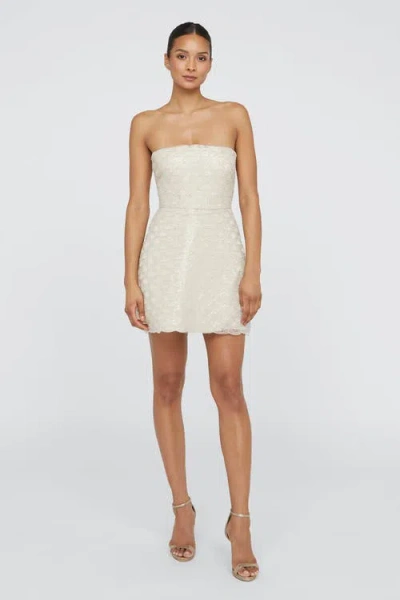 Theia Amanda Beaded Mini Dress In Crystal In White