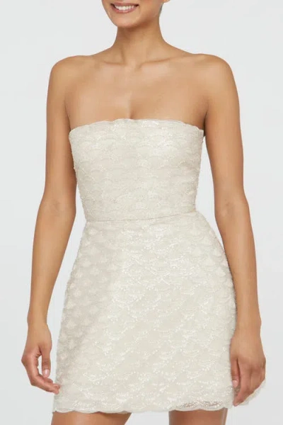 Theia Amanda Beaded Mini Dress In Crystal In White