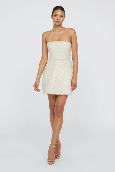 Theia Amanda Beaded Mini Dress In Crystal In White