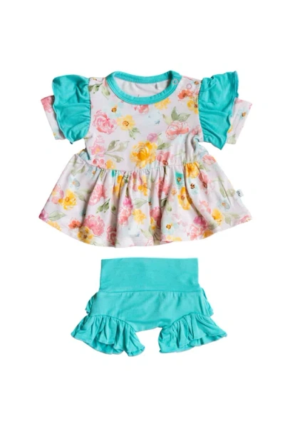 Laree + Co Kayelee Floral Peplum + Bummie Set In Multi