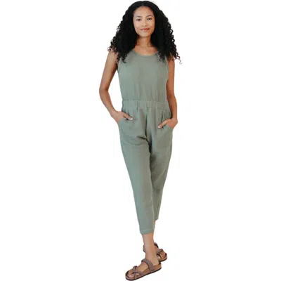 Poplinen Plus Jameela Organic Cotton Gauze Jumpsuit In Green | ModeSens