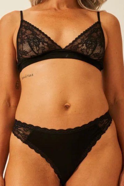 Stripe & Stare Eco Lace Triangle Bra & Original Knicker Set In Black