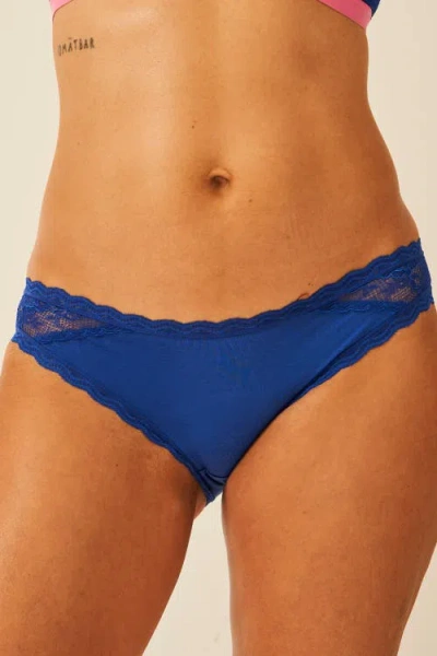 Stripe & Stare Eco Lace Triangle Bra & Original Knicker Set In Blue