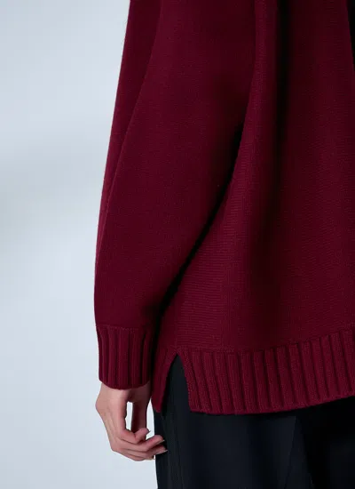 Gucci Women Bordeaux V-neck Cardigan With Metal Clamps On The Front In Wool And Cashmere Blend Woman In Burgundy