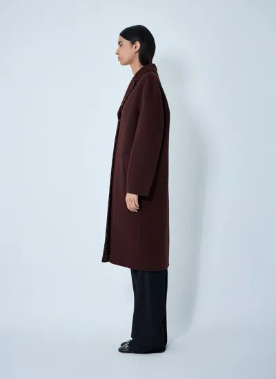 Gucci Women Reversible Long Wool Coat In Burgundy