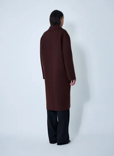 Gucci Women Reversible Long Wool Coat In Burgundy