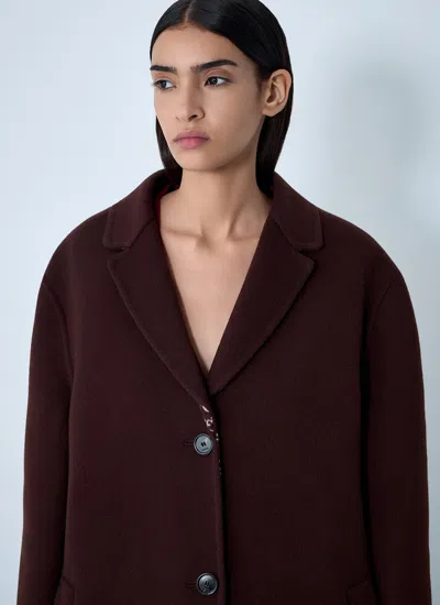 Gucci Women Reversible Long Wool Coat In Burgundy