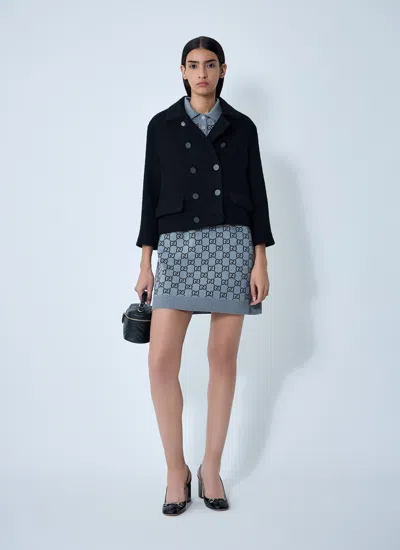 Gucci Double-breasted Wool Jacket Featuring Pockets In Black