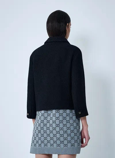 Gucci Double-breasted Wool Jacket Featuring Pockets In Black