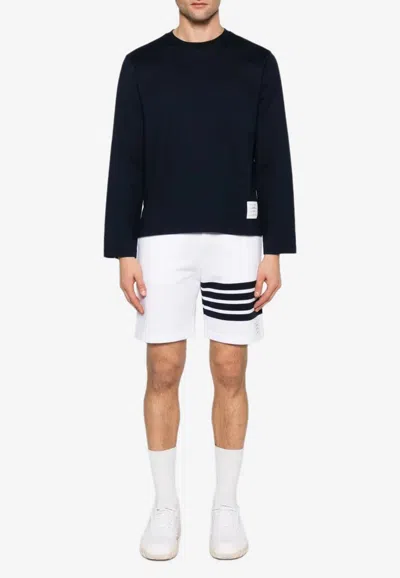 Thom Browne Grosgrain Loop Trim Oversized Long-sleeved T-shirt In Blue