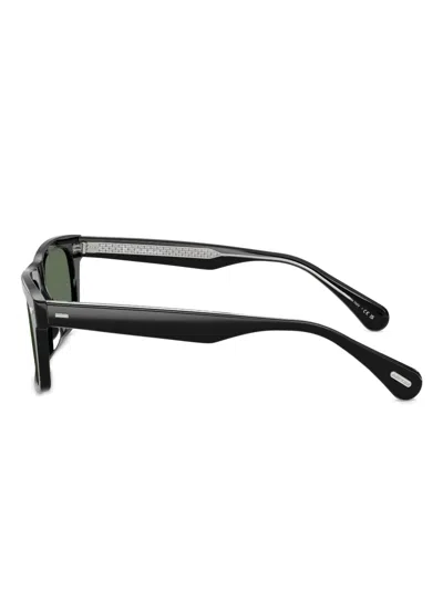 Oliver Peoples 0ov5596su Bold Rectangular Frame Sunglasses With Dark Green Lenses In Black