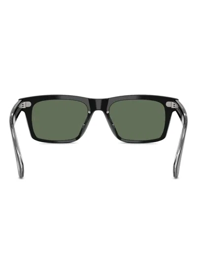 Oliver Peoples 0ov5596su Bold Rectangular Frame Sunglasses With Dark Green Lenses In Black