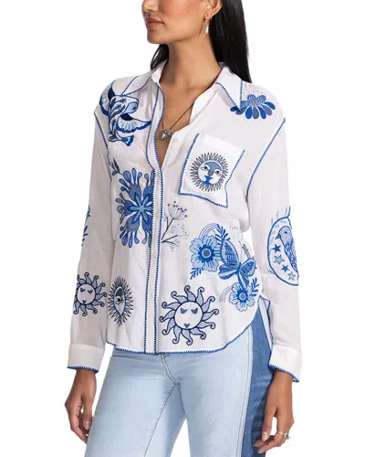 Johnny Was Pocket Relaxed Shirt In White