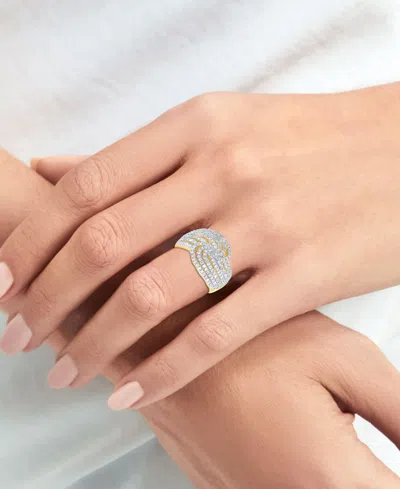 Macy's Diamond Multirow Swirl Statement Ring (1 Ct. T.w.) In Sterling Silver In Gold