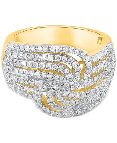 Macy's Diamond Multirow Swirl Statement Ring (1 Ct. T.w.) In Sterling Silver In Gold