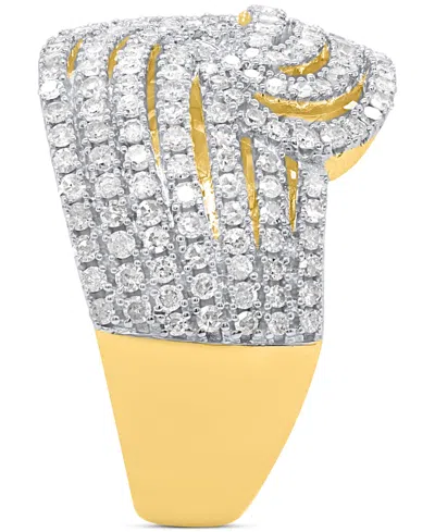 Macy's Diamond Multirow Swirl Statement Ring (1 Ct. T.w.) In Sterling Silver In Gold