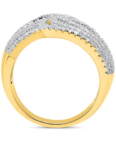 Macy's Diamond Multirow Swirl Statement Ring (1 Ct. T.w.) In Sterling Silver In Gold