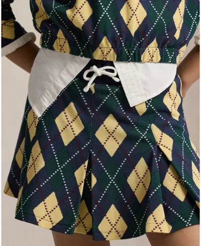 Polo Ralph Lauren Ralph Lauren Argyle Stretch Mesh Polo Dress In Black