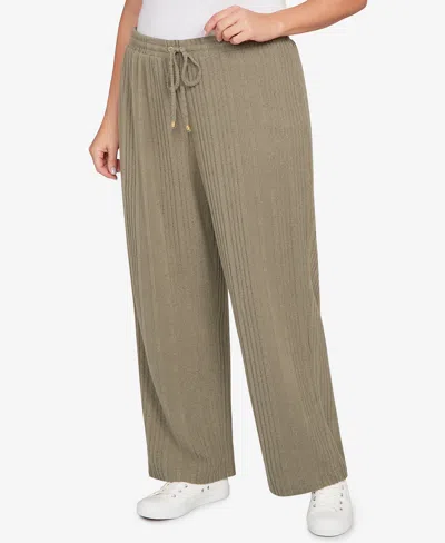Hearts Of Palm Womens Plus Straight Mid Rise Pull-on Pant In Brown