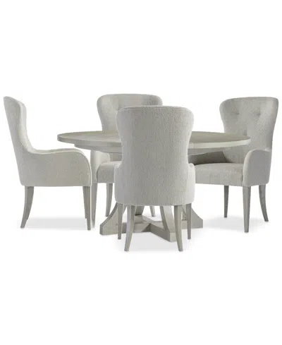Bernhardt Cornelia 5-pc. Dining Set (round Table & 4 Tufted Arm Chairs) In Neutral