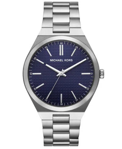 Michael Kors Men'sâ Lennox Three-hand Silver-tone Stainless Steel Watch, 43mm In Metallic