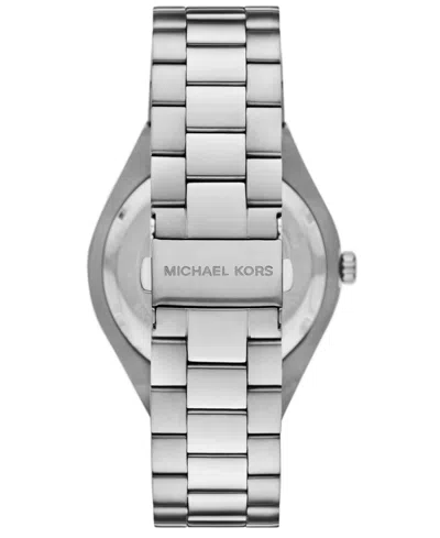 Michael Kors Men'sâ Lennox Three-hand Silver-tone Stainless Steel Watch, 43mm In Metallic