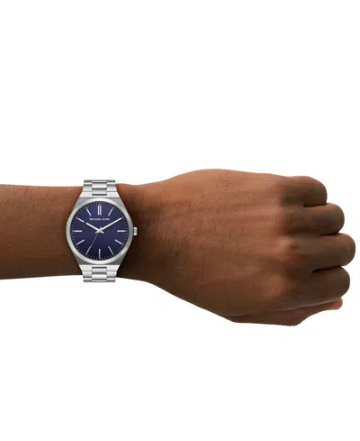 Michael Kors Men'sâ Lennox Three-hand Silver-tone Stainless Steel Watch, 43mm In Metallic
