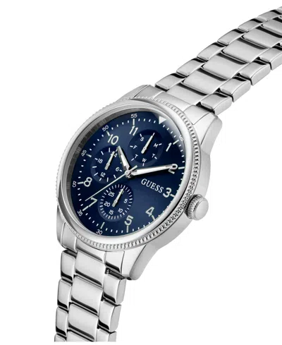 Guess Men's Silver Tone Multi-function Watch, 44mm In Metallic